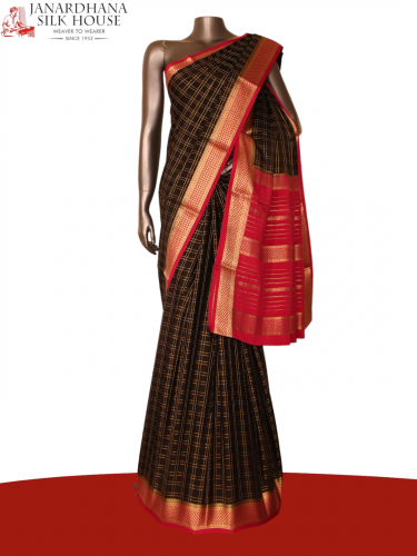 Double Checks Classic Mysore Crepe Silk Saree